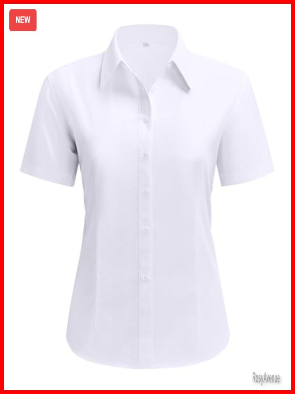 Short Sleeve Button Down Cotton Collared Work Blouse